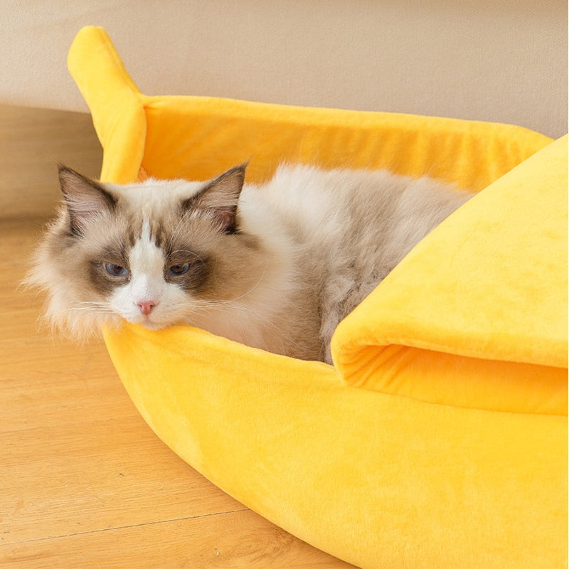 Banana Cat Dog Pet Bed for Pets - American Bark Bliss