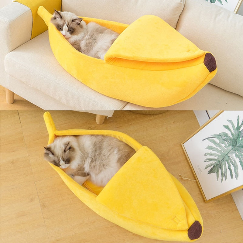 Banana Cat Dog Pet Bed for Pets - American Bark Bliss