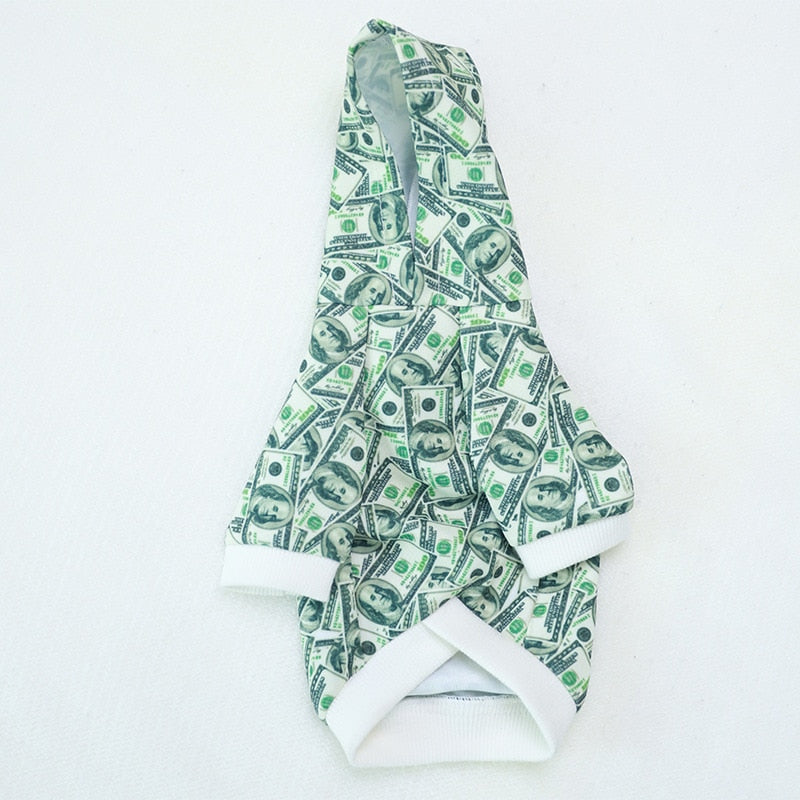 Trendy Money Print Dog Hoodie for Stylish Pets - American Bark Bliss