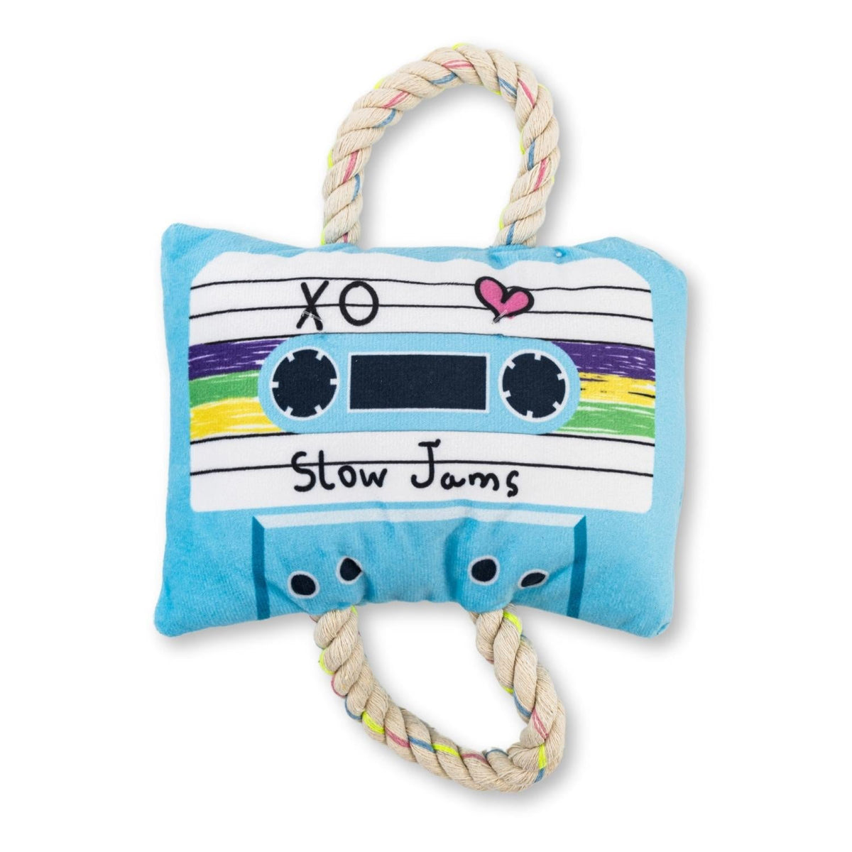 Retro Cassette Tape Plush Dog Toy with Squeaker & Crinkle Paper