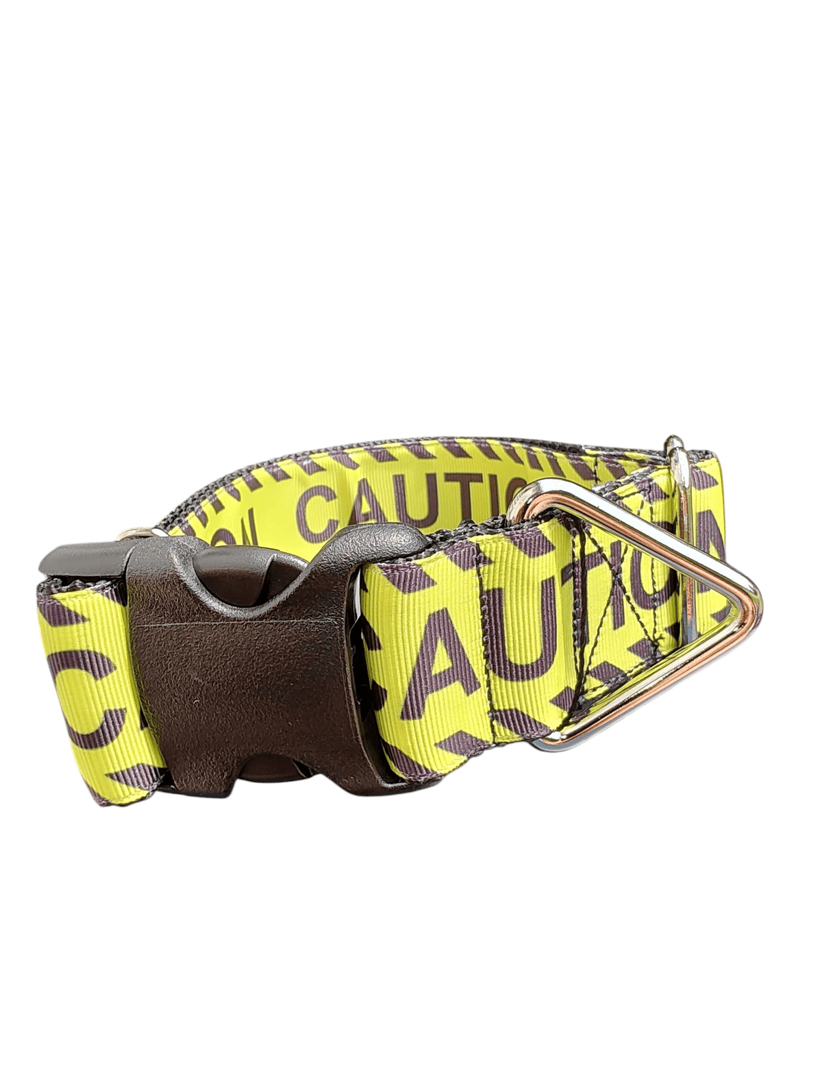 1.5" Wide Caution Nylon Dog Collar - American Bark Bliss