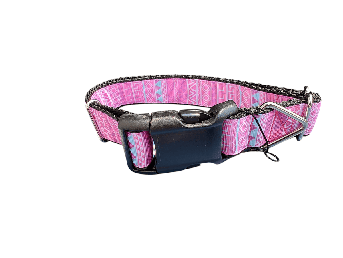 Pink Patterns Nylon Dog Collar - American Bark Bliss