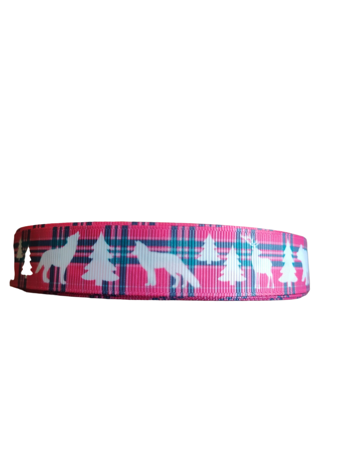 Pink Plaid Wildlife Nylon Dog Collar USA Made Adjustable Heavy Duty - American Bark Bliss