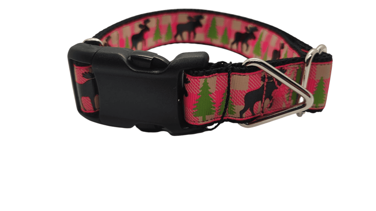 Pink Moose Nylon Dog Collar - American Bark Bliss