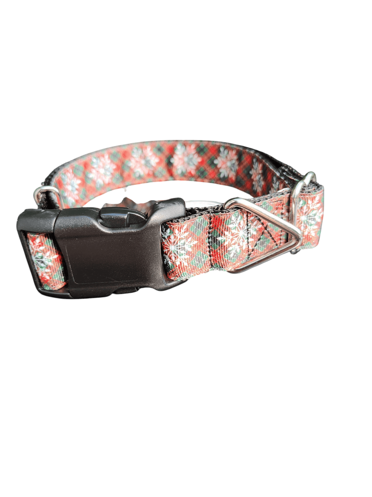 Snowflake Tartan Plaid Nylon Dog Collar - American Bark Bliss