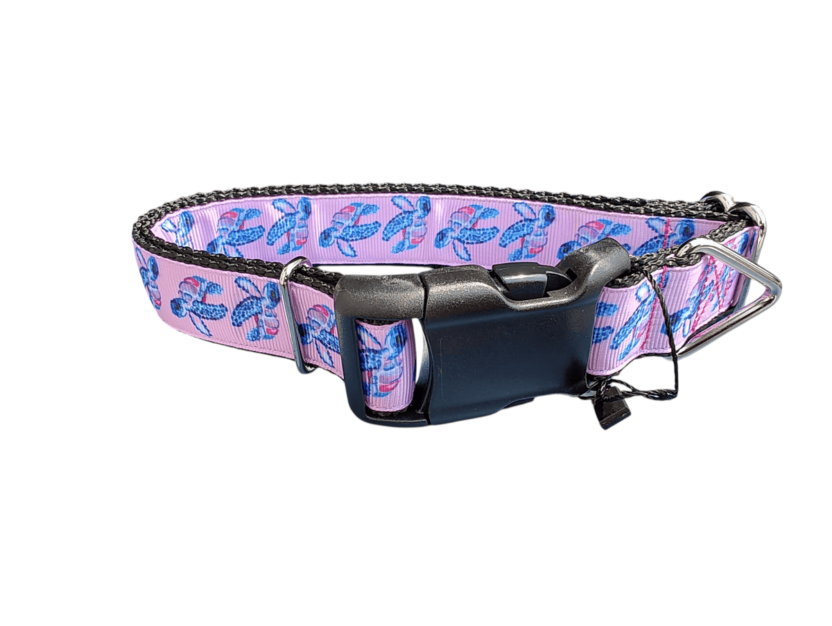 Pink Purple Sea Turtles Nylon Dog Collar - American Bark Bliss