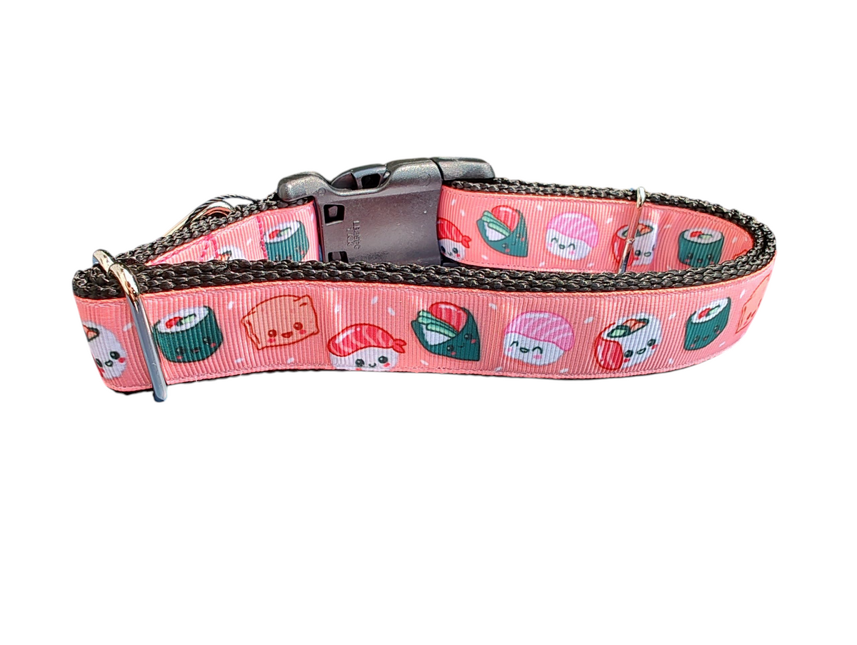 Pink Sushi Nylon Dog Collar - American Bark Bliss