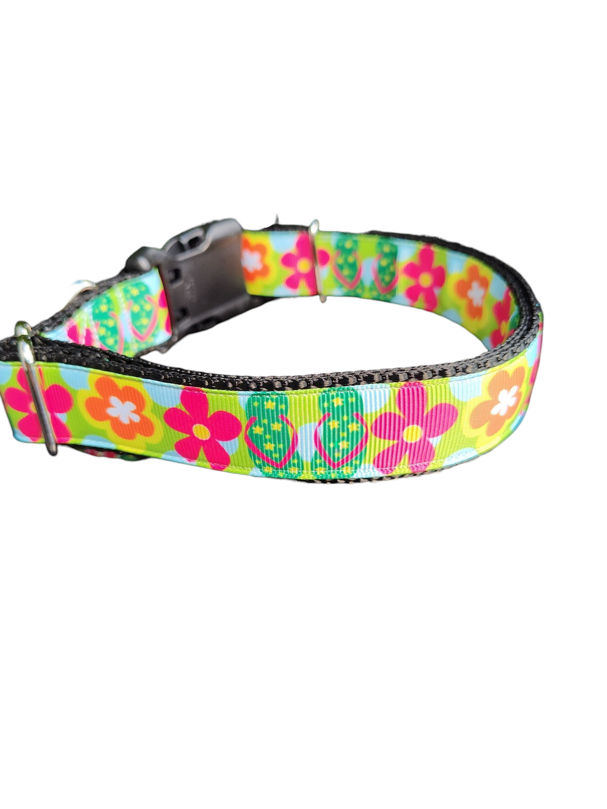 Flip Flops and Flowers Nylon Dog Collar - American Bark Bliss