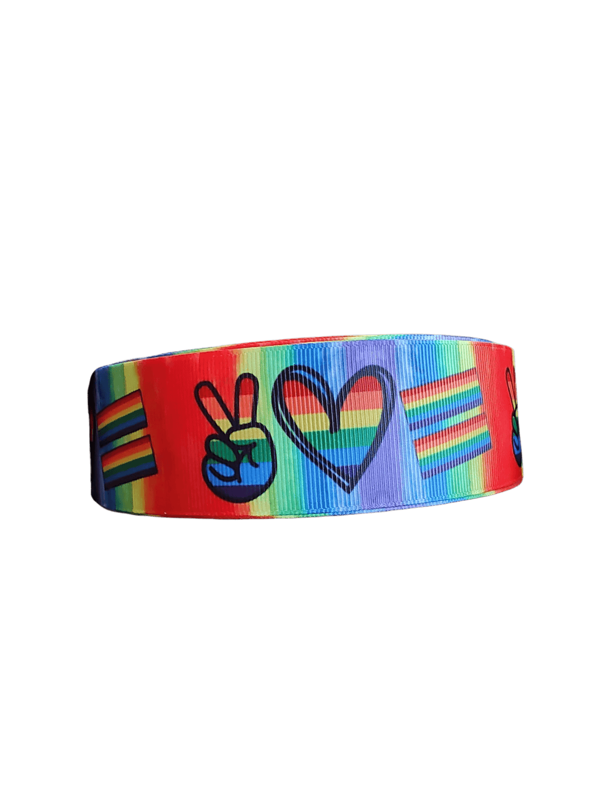 1.5 Inch Wide Peace Love Pride Nylon Dog Collar Handmade In USA - American Bark Bliss