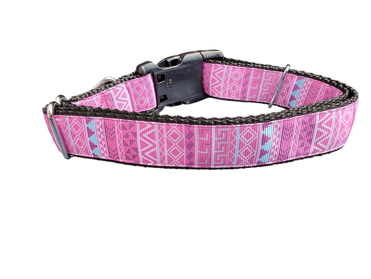 Pink Patterns Nylon Dog Collar - American Bark Bliss
