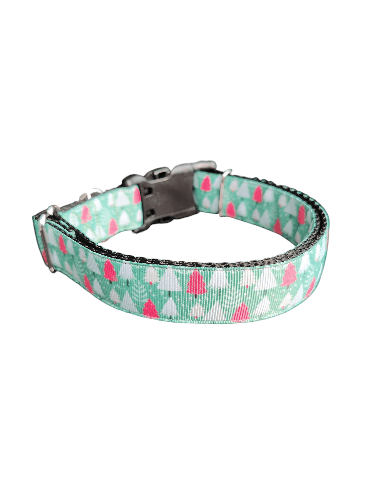Green and Pink Trees Nylon Dog Collar - American Bark Bliss