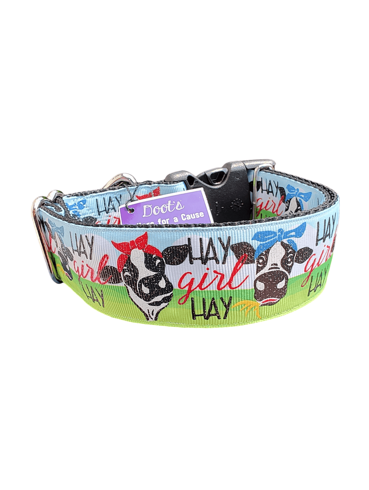 1.5" Wide Hay Girl Hay Cow Nylon Dog Collar - American Bark Bliss