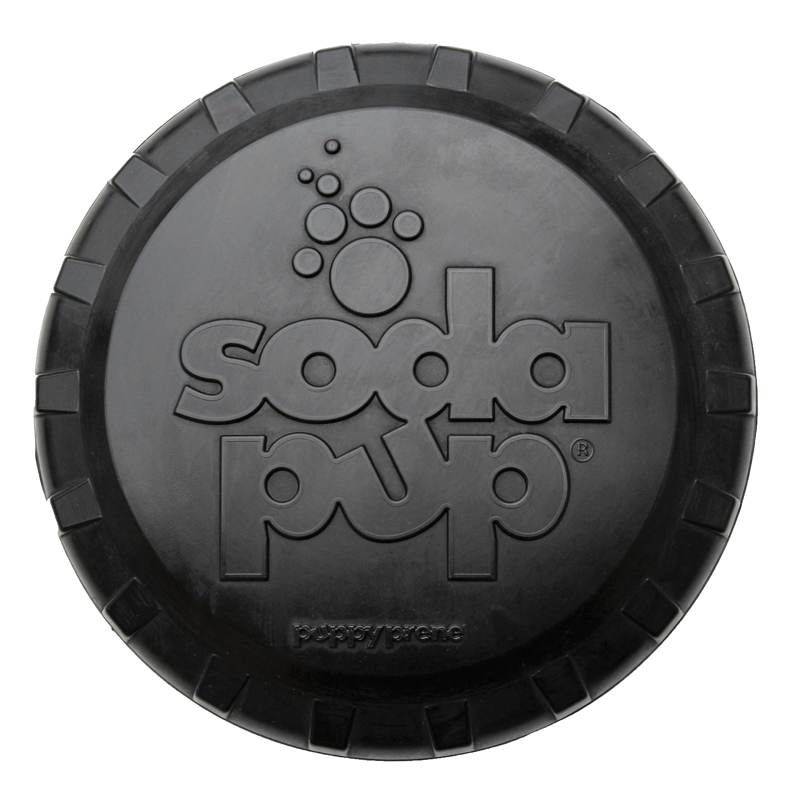 Magnum Bottle Top Flyer Ultra Durable Rubber Retrieving Frisbee - Large - Black - American Bark Bliss