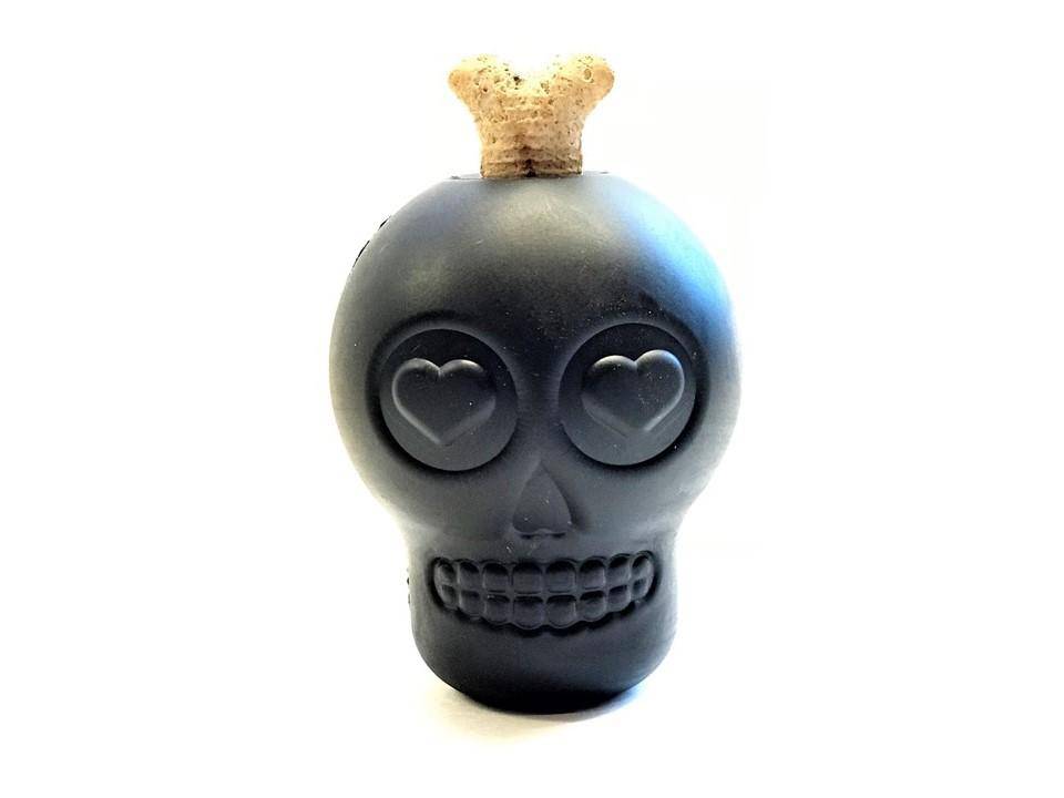Magnum Sugar Skull eDispenser Ultra-Durable Chew Toy & Treat Dispenser - Black - American Bark Bliss
