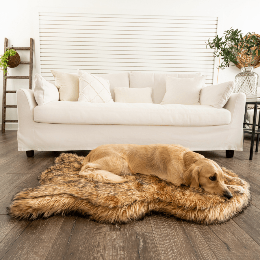 PupRug by Paw.com® Faux Fur Orthopedic Dog Bed - Curve Sable Tan - American Bark Bliss