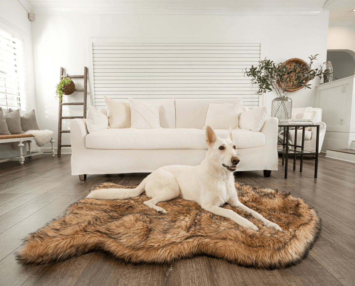 PupRug by Paw.com® Faux Fur Orthopedic Dog Bed - Curve Sable Tan - American Bark Bliss