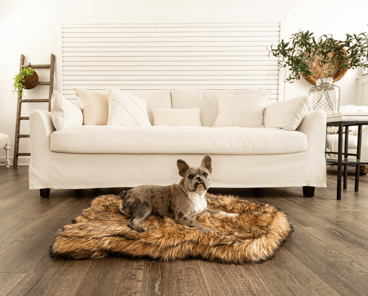 PupRug by Paw.com® Faux Fur Orthopedic Dog Bed - Curve Sable Tan - American Bark Bliss