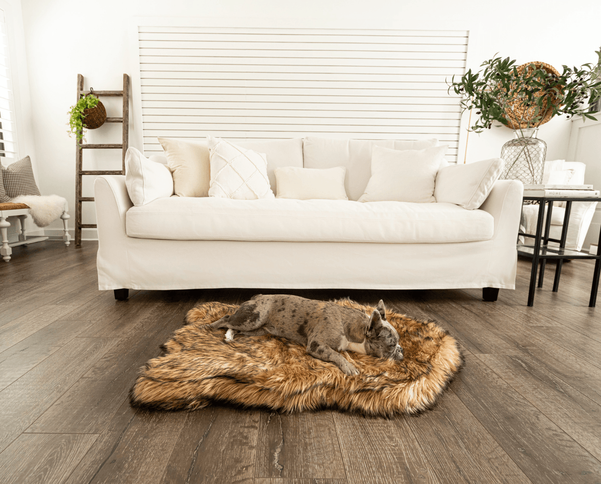 PupRug by Paw.com® Faux Fur Orthopedic Dog Bed - Curve Sable Tan - American Bark Bliss