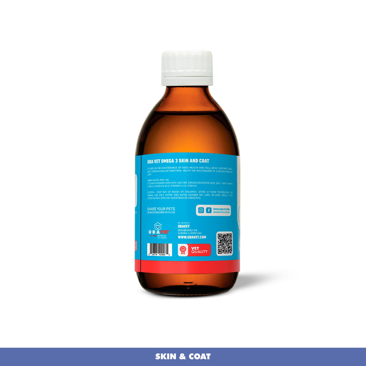 UBAVET Omega-3 Liquid for Dogs & Cats, 8 fl oz