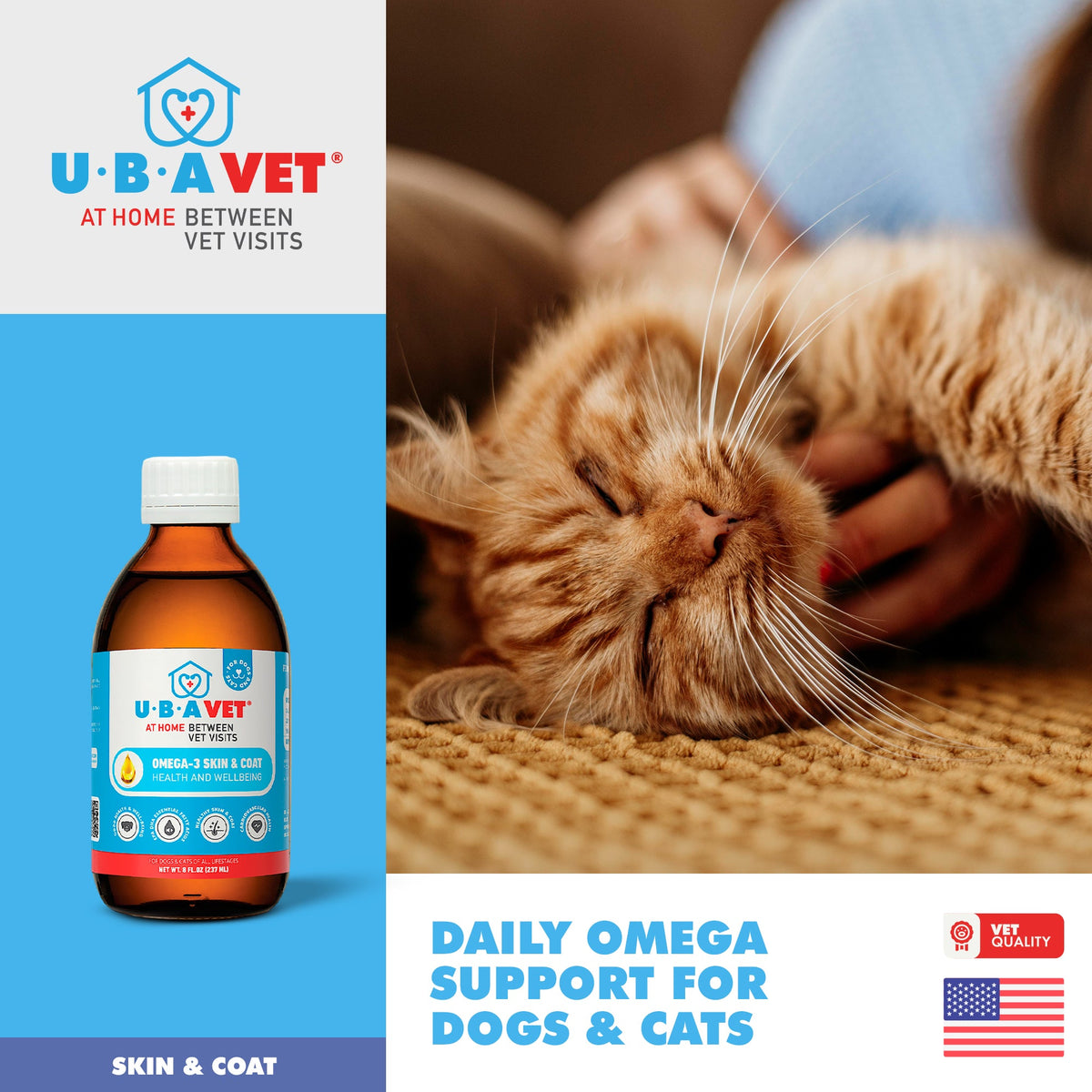 UBAVET Omega-3 Liquid for Dogs & Cats, 8 fl oz