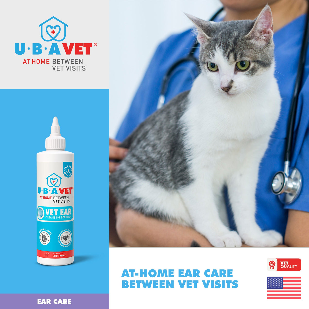 UBAVET Ear Cleansing Solution for Dogs & Cats, 4 fl oz