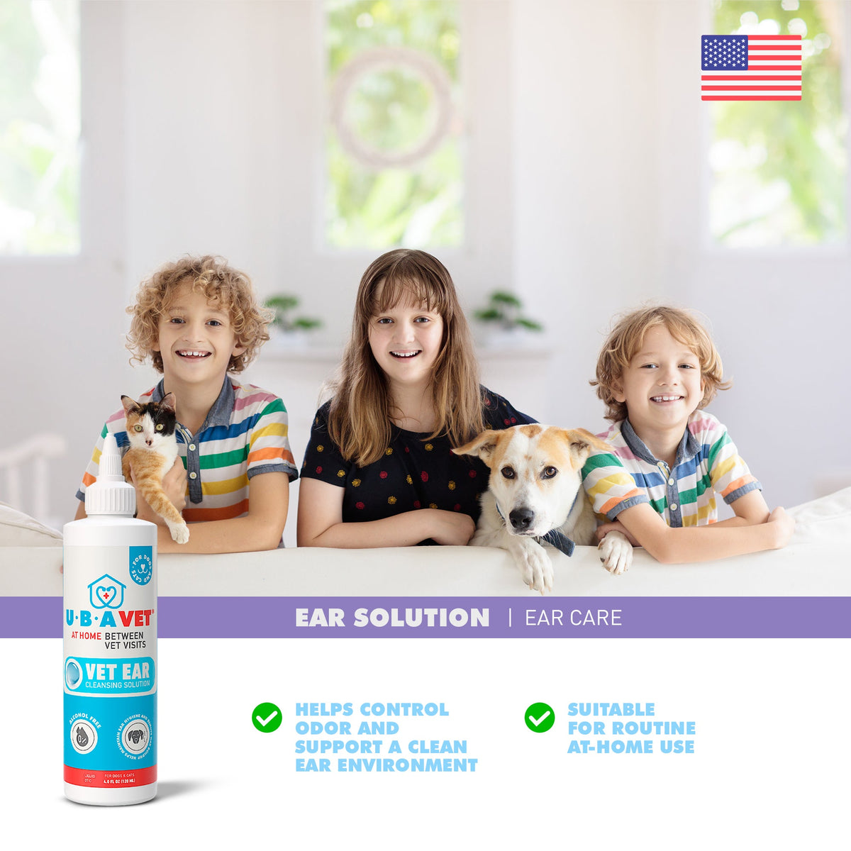 UBAVET Ear Cleansing Solution for Dogs & Cats, 4 fl oz