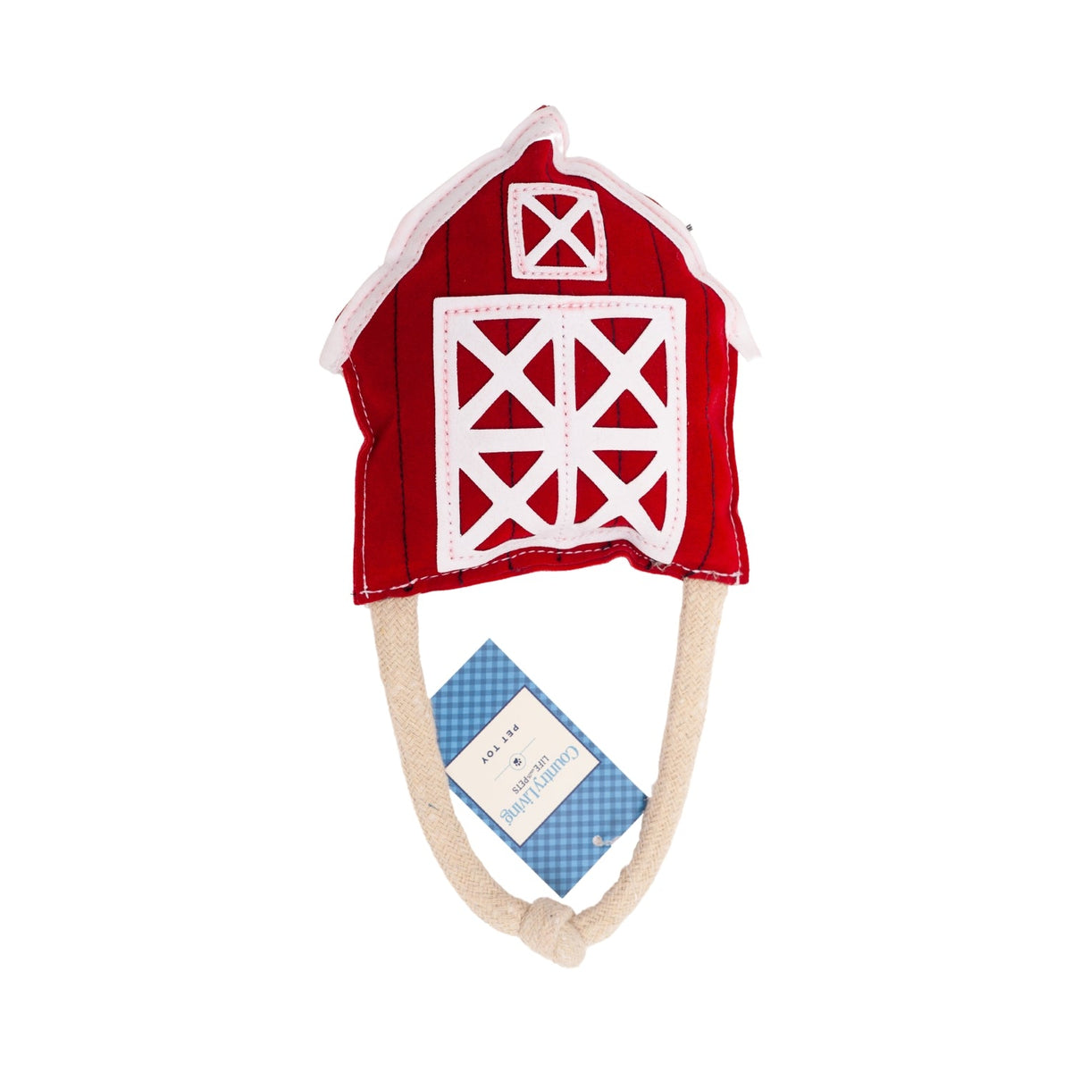 Country Living Faux Leather Red Barn Dog Chew Toy, 12 × 6.3 in