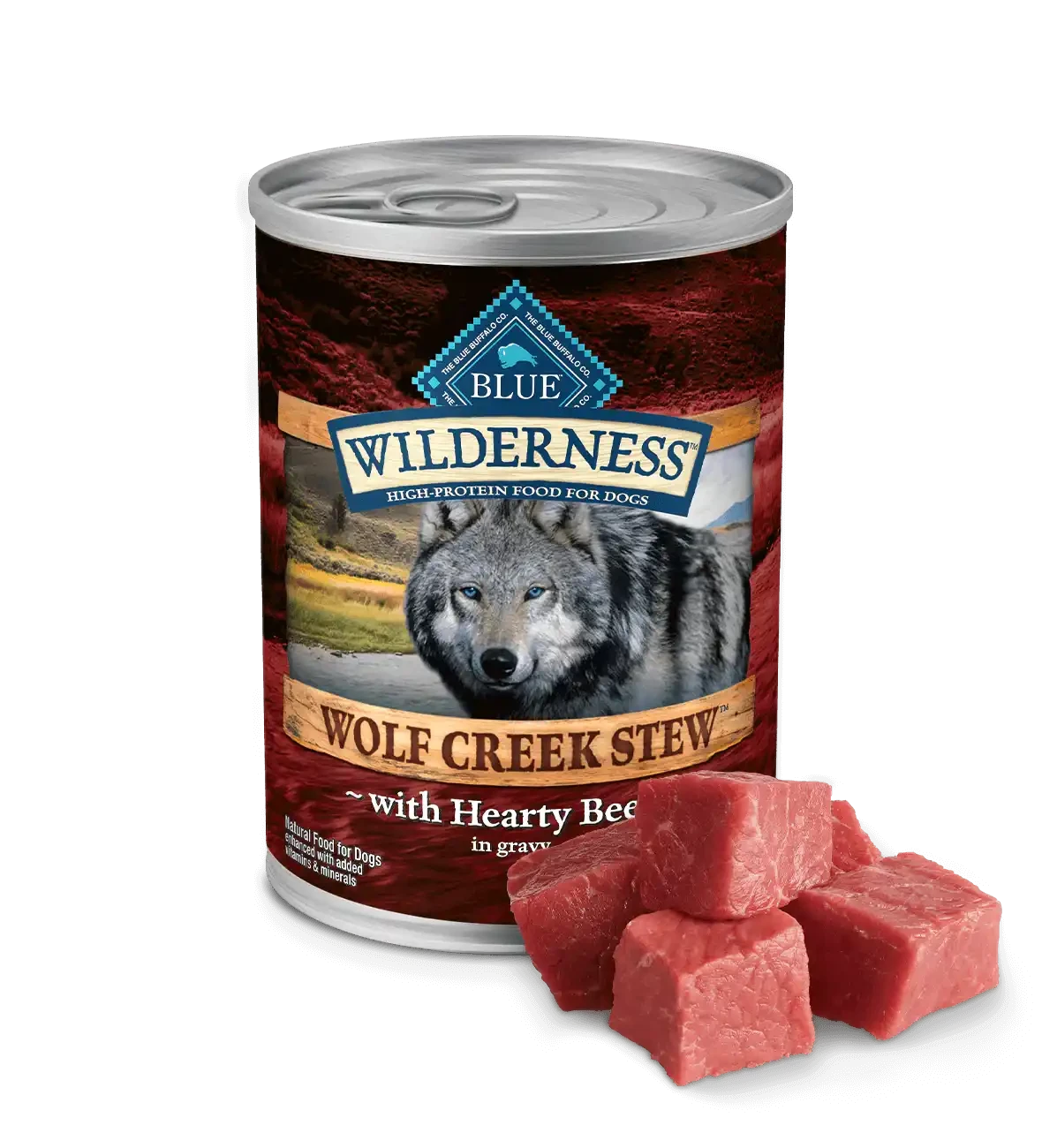 Blue Buffalo Wilderness Wolf Creek Stew Adult Dog Hearty Beef Stew Wet Dog Can (12.5oz) - American Bark Bliss